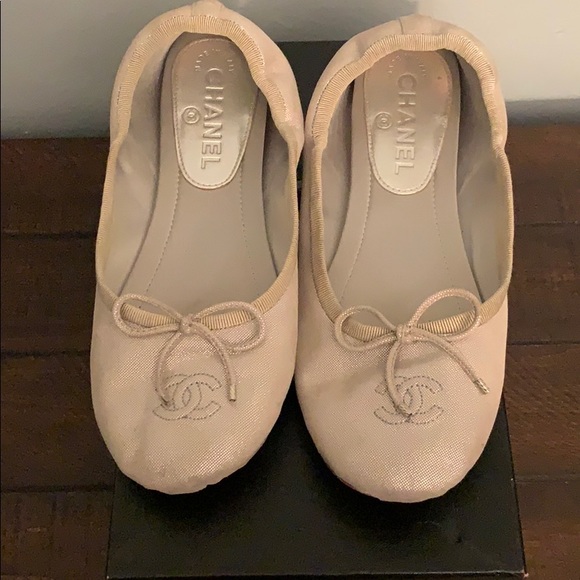 CHANEL Shoes - Chanel Silver Flats